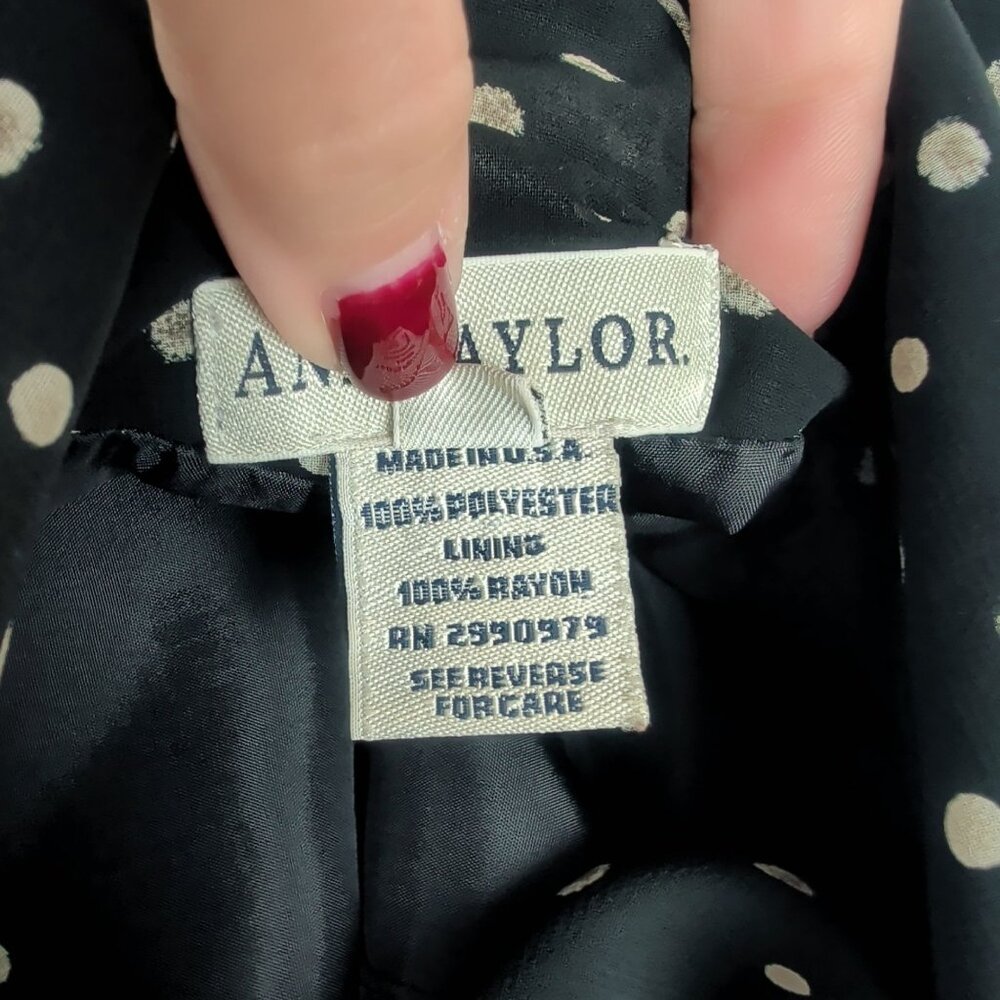Vintage 90s Ann Taylor Dress 4 Small Polka Dot Black Gray Grunge - Picture 8 of 9